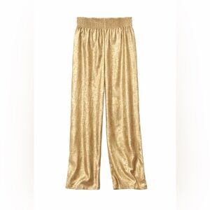 Small Vine and Love Elastic Smocked Waist Band With Pocket Foil Pants